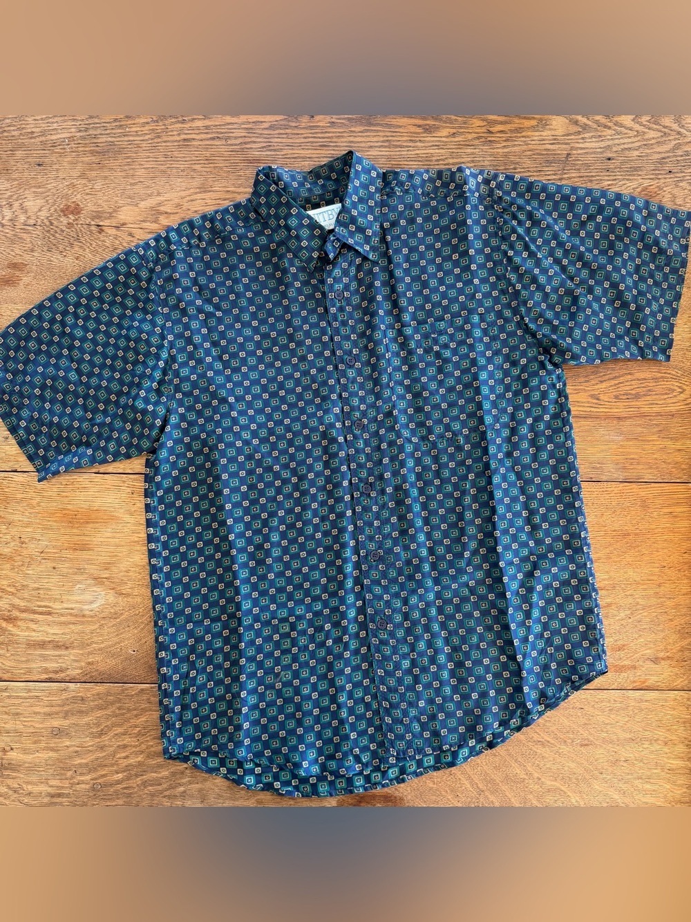 Whitby 100% SILK Men's Navy Short-Sleeve Button-Down Shirt